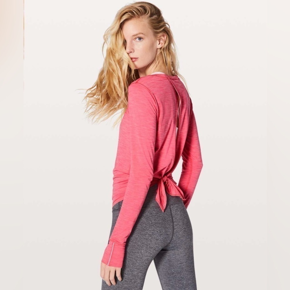 Lululemon Beat The Heat Long Sleeve Heathered Flash Light Tone